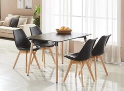 5-Piece Halo Dining Set (Oak Table + 4 Jamie Lorenzo Tulip Chairs) - Black