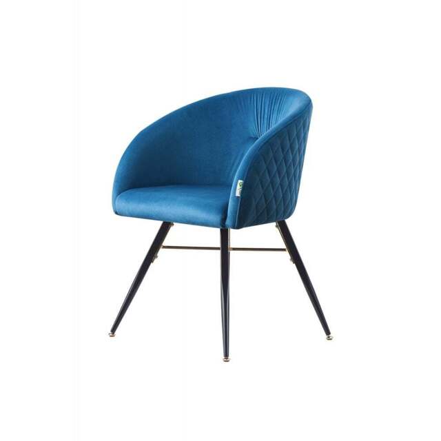 Vittorio LUX Velvet Dining Chair with Metal Legs - Perfect for Dining Room Living Room - Blue / Single