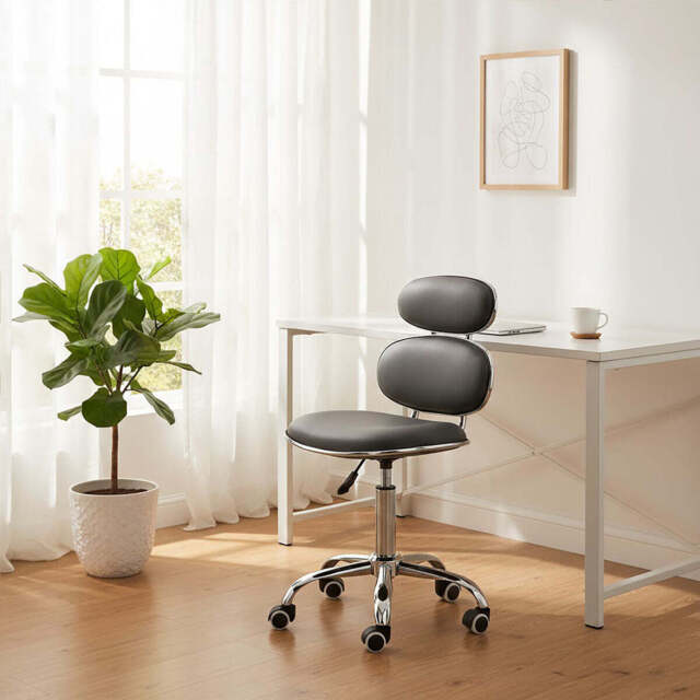 Grey Pu Home Office Chair - Fran - image 1