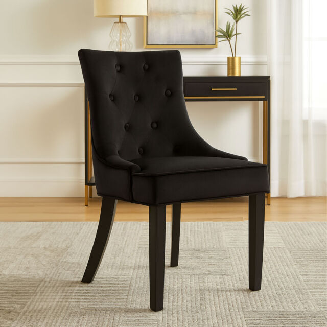 Daxton Black Velvet Button Tufted Dining Chair - image 1