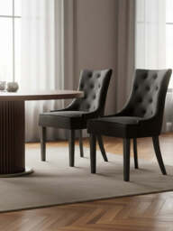 Daxton Black Velvet Button Tufted Dining Chair - thumbnail 5