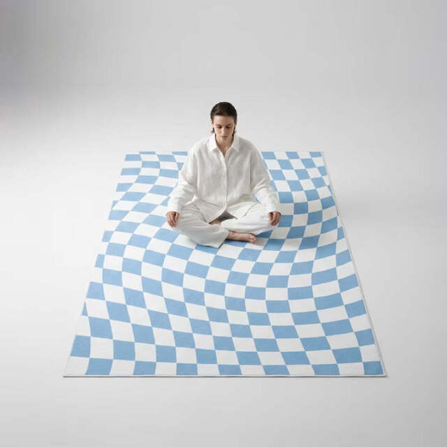 Retro Checkerboard Rug (7 Styles) - Blue/White / 80x160cm