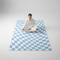 Retro Checkerboard Rug (7 Styles) - Blue/White / 80x160cm