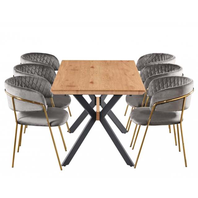Atarah Duke Lux Dining Set - Grey / Set of 6