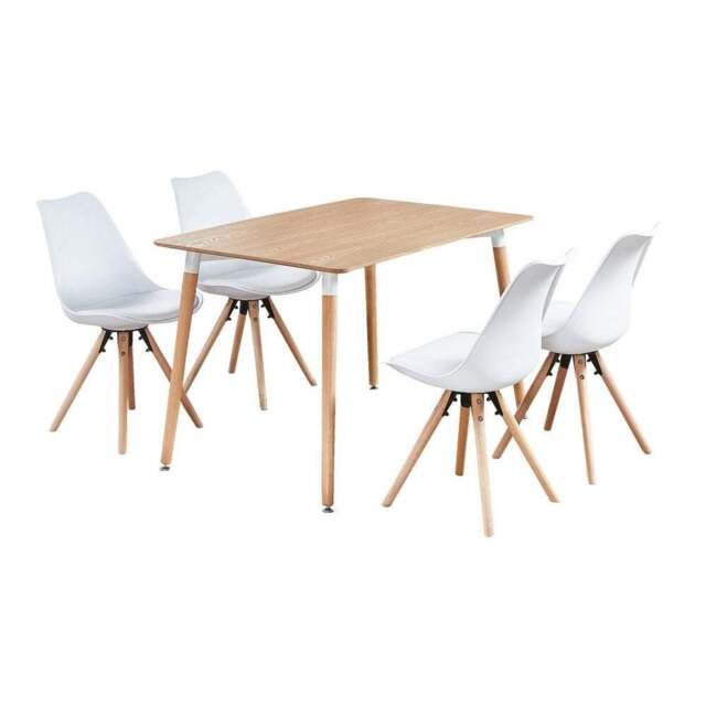 Sophie Halo Dining Set with Oak Table and 4 White Chairs - image 1