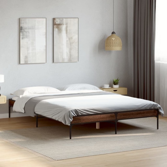 Bed Frame without Mattress Brown Oak 135x190 cm Double - image 1