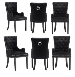 Windsor LUX Velvet Dining Chair (with armrests) - Black / Set of 6
