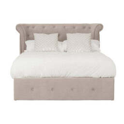 Mink Velvet Ottoman Double Bed - Edison - thumbnail 2