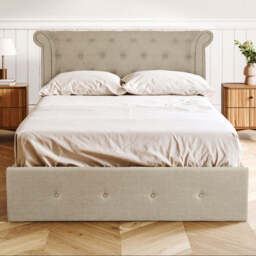 Mink Velvet Ottoman Double Bed - Edison - thumbnail 3