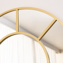 Mio- Full Length Gold Metal Arched Window Mirror - 200cm x 120cm - thumbnail 5