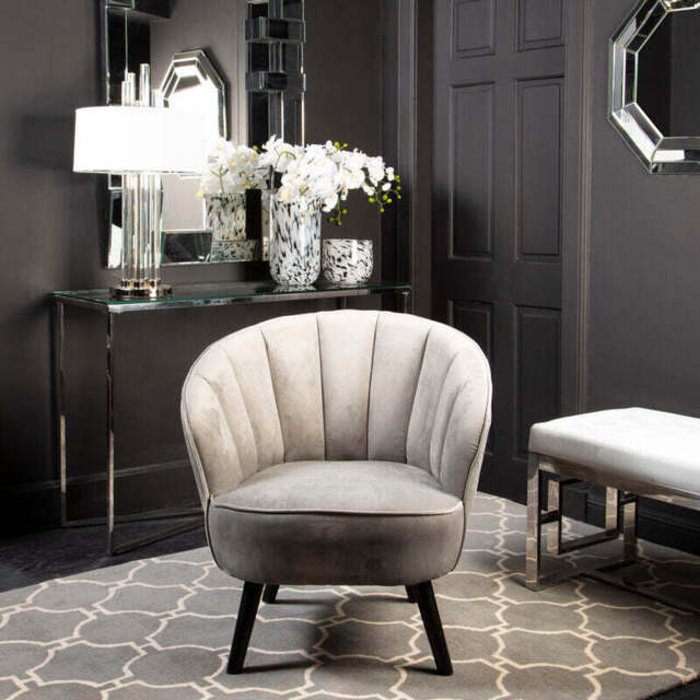 Regents Park Grey Velvet Chair with Channel Tufting - image 1