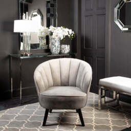 Regents Park Grey Velvet Chair with Channel Tufting - thumbnail 1