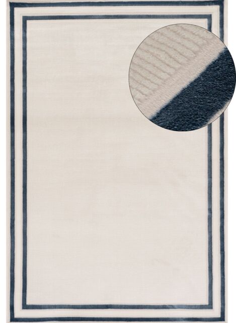 Carmel Cream-Blue Bordered Rug - 6060 - 240X340 cm