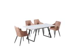 Zarah White Toga Lux Dining Set - Beige / Set of 4