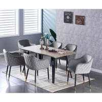 Verona Rocco LUX Dining Set - Grey/Gold / Set Of 6 / Walnut