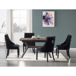 Blaze Walnut Dining Table and Set of 4 Black Windsor Dining Chairs - thumbnail 2