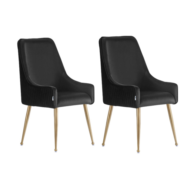 Soho LUX Velvet Dining Chair - Black / Set of 2
