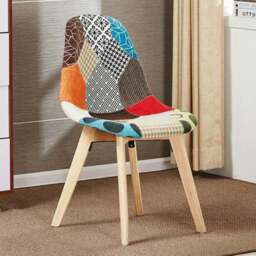 Patchwork Halo Dining Table Set - Set of 4 Patchwork Retro Chairs & a Halo Dining Table w/ Solid Wooden Legs - thumbnail 5