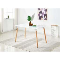 Patchwork Halo Dining Table Set - Set of 4 Patchwork Retro Chairs & a Halo Dining Table w/ Solid Wooden Legs - thumbnail 3