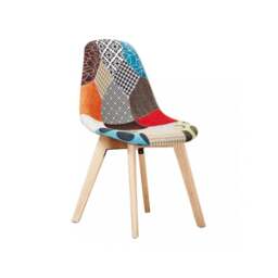 Patchwork Halo Dining Table Set - Set of 4 Patchwork Retro Chairs & a Halo Dining Table w/ Solid Wooden Legs - thumbnail 4