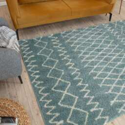 Moroccan Duck Egg Blue Shaggy Rug - 950 - thumbnail 6