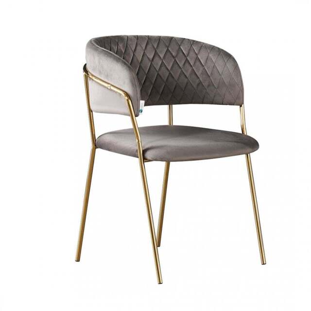 Atarah LUX Velvet Dining Chair - Grey / Single
