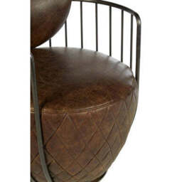 Hoxton Brown Leather Swivel Tub Chair - thumbnail 6