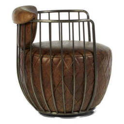 Hoxton Brown Leather Swivel Tub Chair - thumbnail 3