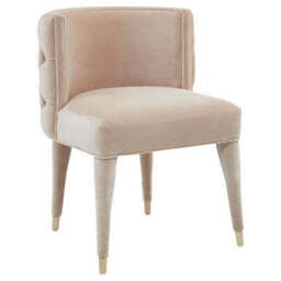 Villi Beige Velvet Tufted Curved Dining Chair - thumbnail 4