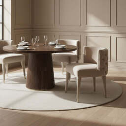 Villi Beige Velvet Tufted Curved Dining Chair - thumbnail 3