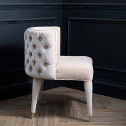 Villi Beige Velvet Tufted Curved Dining Chair - thumbnail 5