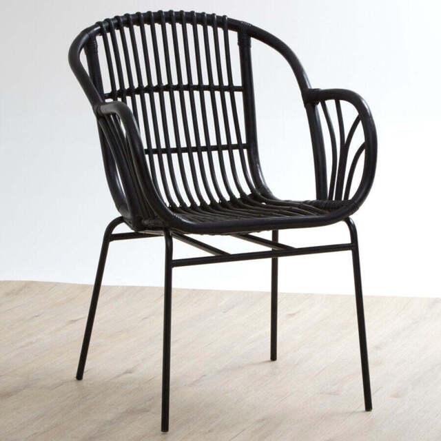 Lagom Black Natural Rattan Chair With Raised Sides - image 1