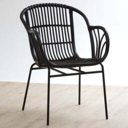 Lagom Black Rattan Chair with Metal Legs