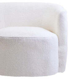 Montreal Ivory Boucle Effect Curved Lounge Chair With Swivel Base - thumbnail 6