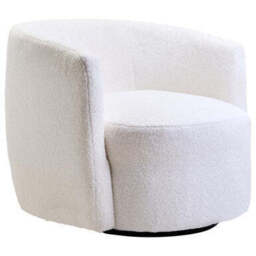Montreal Ivory Boucle Effect Curved Lounge Chair With Swivel Base - thumbnail 3