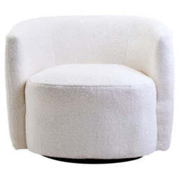 Montreal Ivory Boucle Effect Curved Lounge Chair With Swivel Base - thumbnail 2