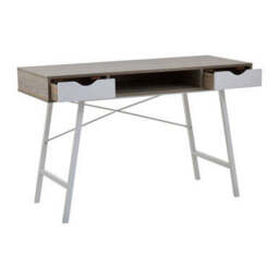 Light Oak Veneer Effect 2 Drawer Desk in White Finish Frame - Bradbury - thumbnail 5