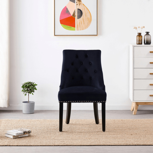 Windsor LUX Velvet Dining Chair - Black / Single