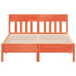 Bed Frame without Mattress Wax Brown 140x190 cm Solid Wood Pine - thumbnail 4