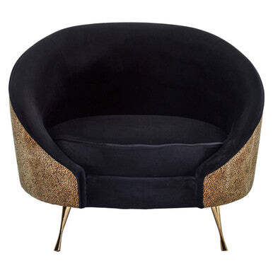 Manhattan Black Velvet and Leopard Print Cocoon Chair - image 1