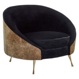 Manhattan Black Velvet and Leopard Print Cocoon Chair - thumbnail 2