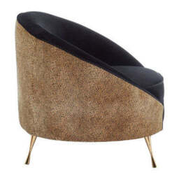 Manhattan Black Velvet and Leopard Print Cocoon Chair - thumbnail 3