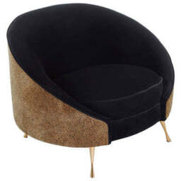Manhattan Black Velvet and Leopard Print Cocoon Chair - thumbnail 5