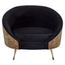 Manhattan Black Velvet and Leopard Print Cocoon Chair - thumbnail 1