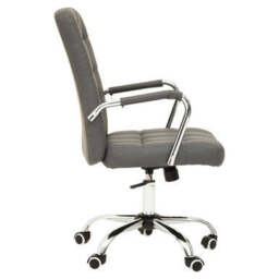 Grey Leather Effect and Chrome Home Office Chair - Brent - thumbnail 3