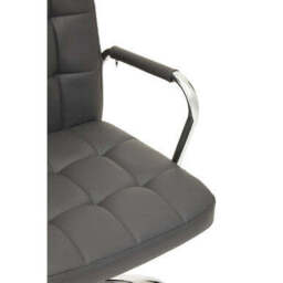 Grey Leather Effect and Chrome Home Office Chair - Brent - thumbnail 6