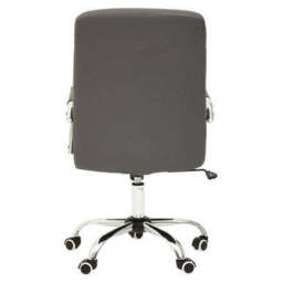 Grey Leather Effect and Chrome Home Office Chair - Brent - thumbnail 5
