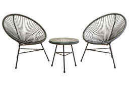 Grey 3 Piece Rattan Patio Set - Miami - thumbnail 2
