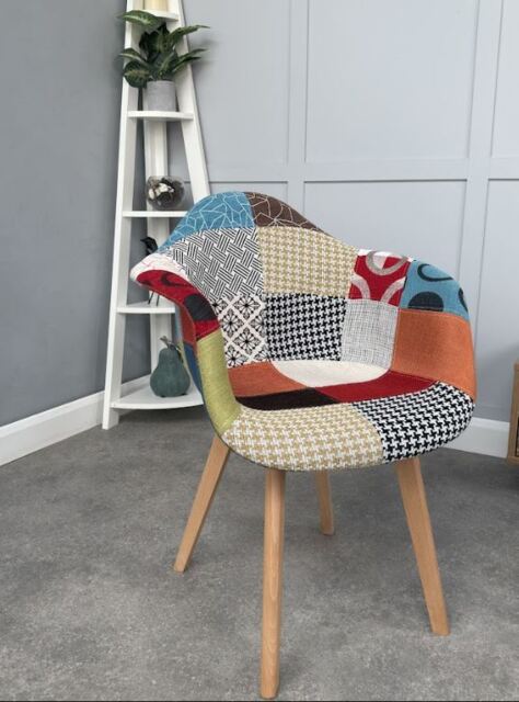 Patchwork Tub Chair with Armrests - Multicolored - image 1