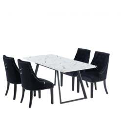 Windsor Toga Lux Dining Set - a White Table and Set of 4 Chairs - Black